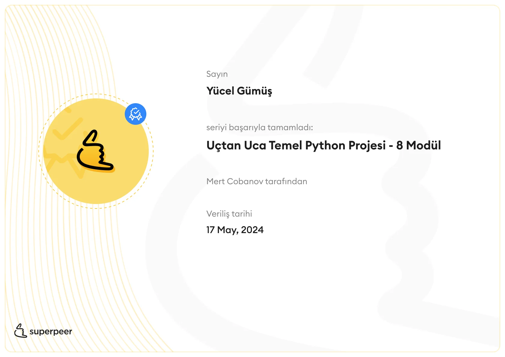 Full  Stack Python Project certificate