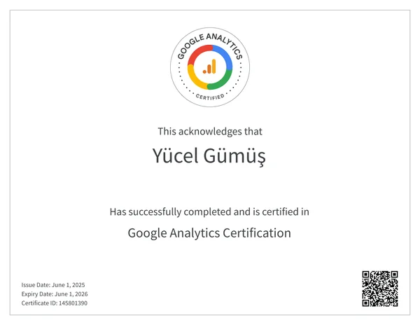 Google Analytics Sertifikası certificate
