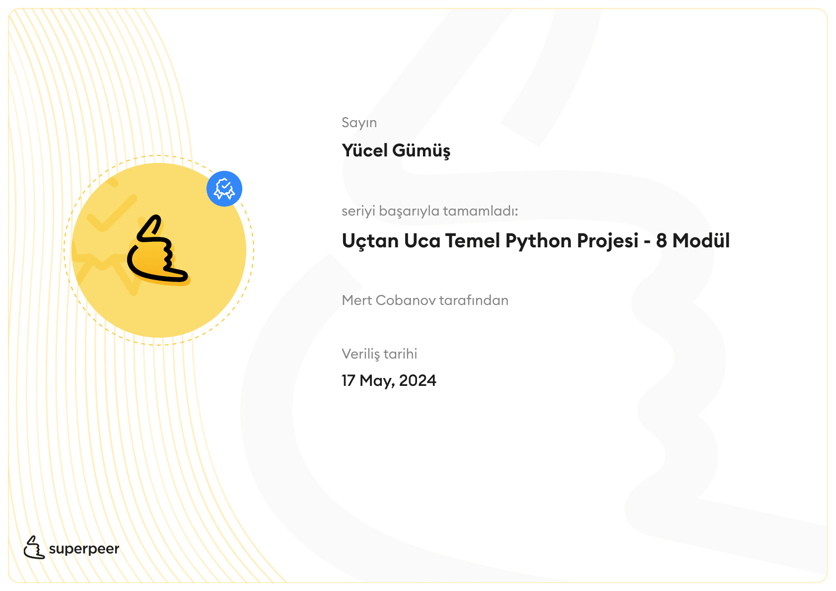 Full Stack Python Project certificate