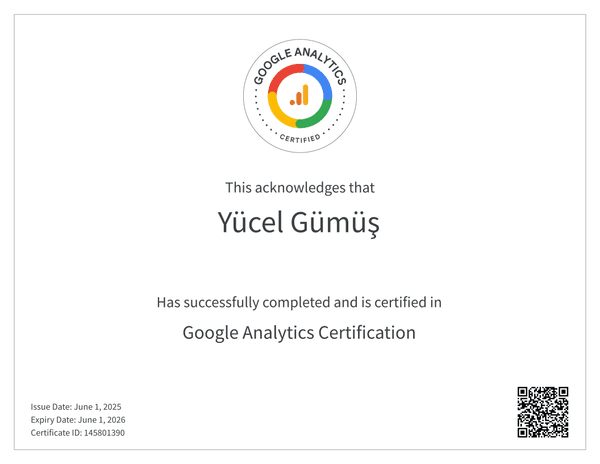 Google Analytics Sertifikası certificate